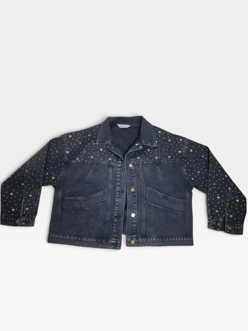 Davi & Dani Written In The Stars Denim Jacket Black Studded Star XL